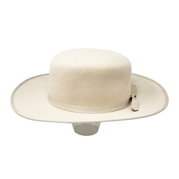 Western style wide brim wool hat with bow ribbon main image 9